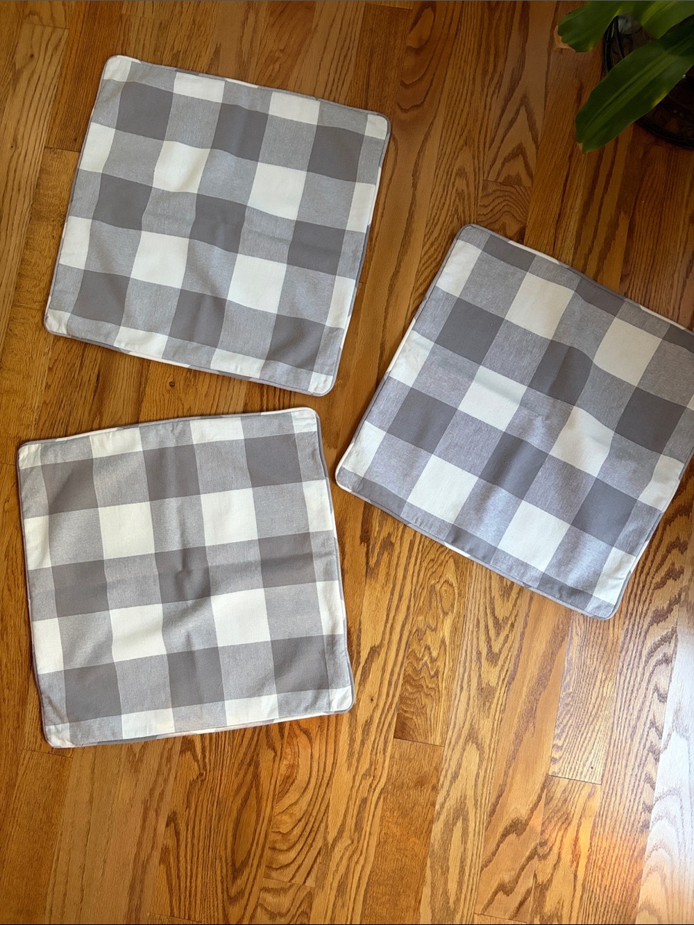 Ballard Designs Set of 3 Gray and White Check Pillow Covers. Size: 20x20